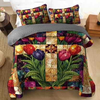 Shineful All Season Quilt 3-Piece Set Faithful Blooms