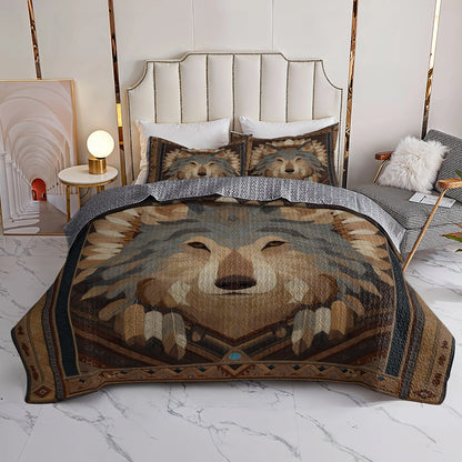 Shineful All Season Quilt 3-Piece Set Earth Spirit Wolf