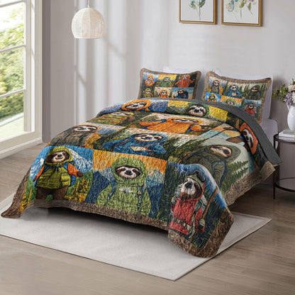 Shineful All Season Quilt 3-Piece Set Wilderness Sloth Hikers
