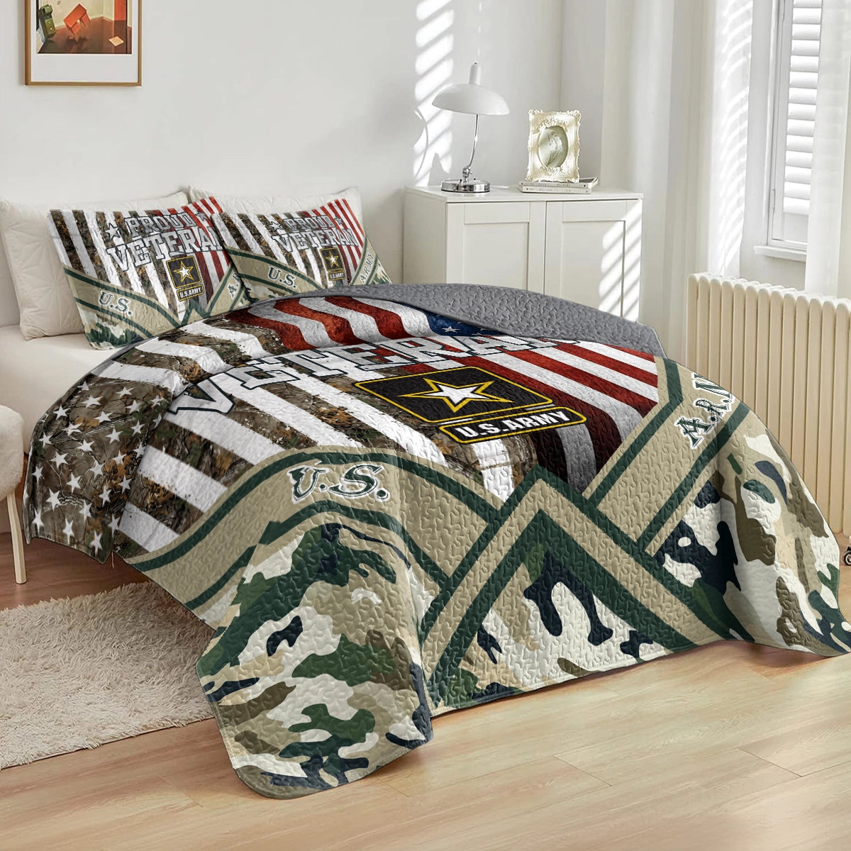 Shineful All Season Quilt 3-Piece Set American Veteran Pride
