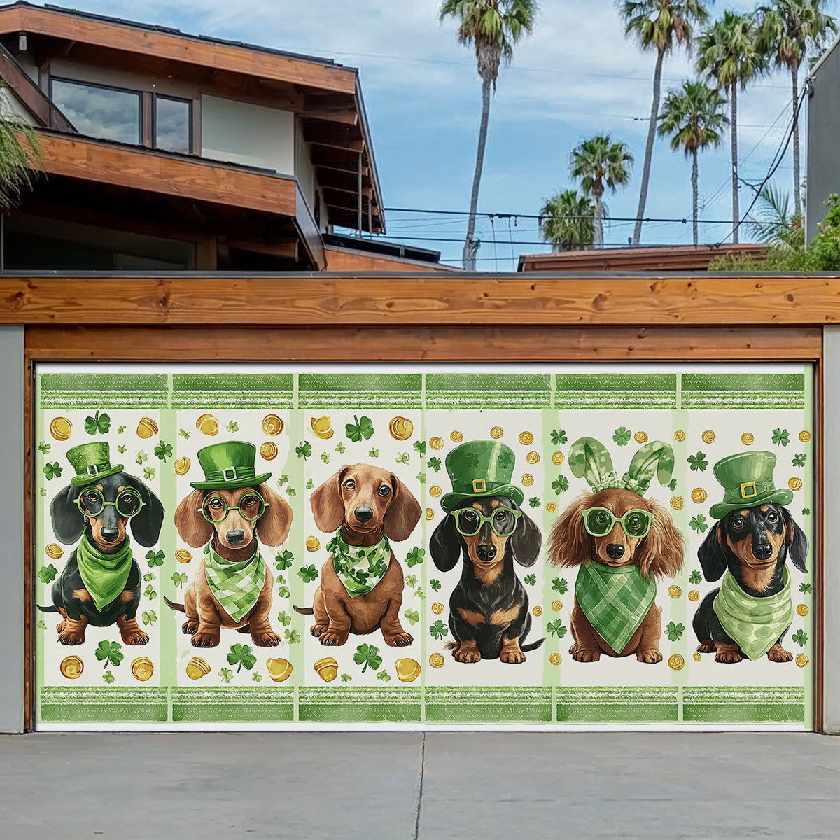 Shineful Garage Door Banner Decoration Lucky Dachshund