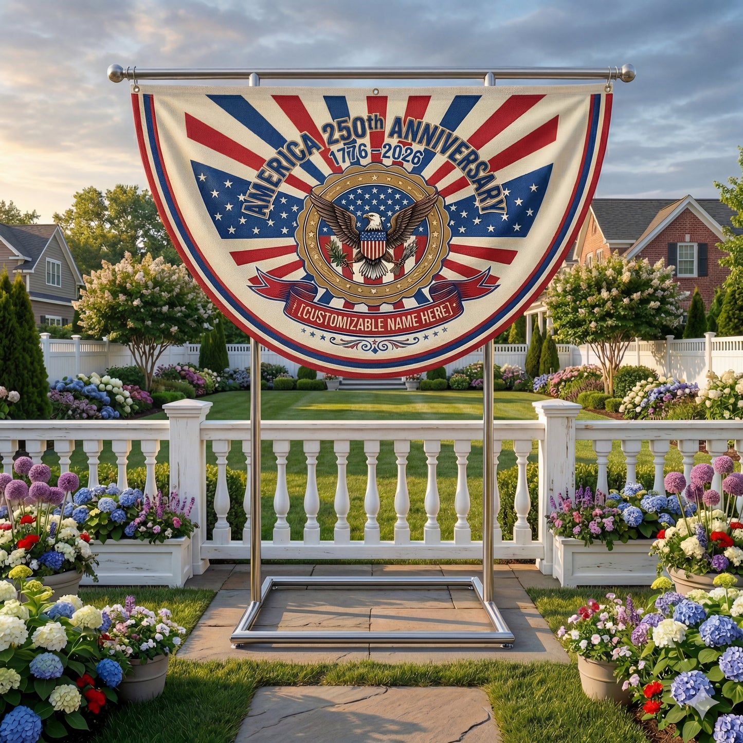 Shineful Decorative Fan Flag Personalized Patriotic Crest
