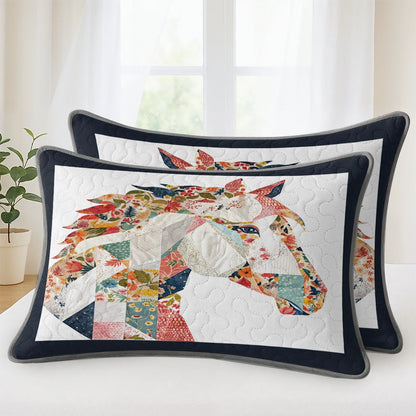 Shineful Quilt 3-Piece Set Charming Floral Horse