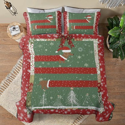 Shineful All Season Quilt 3-Piece Set Dachshund Dasher