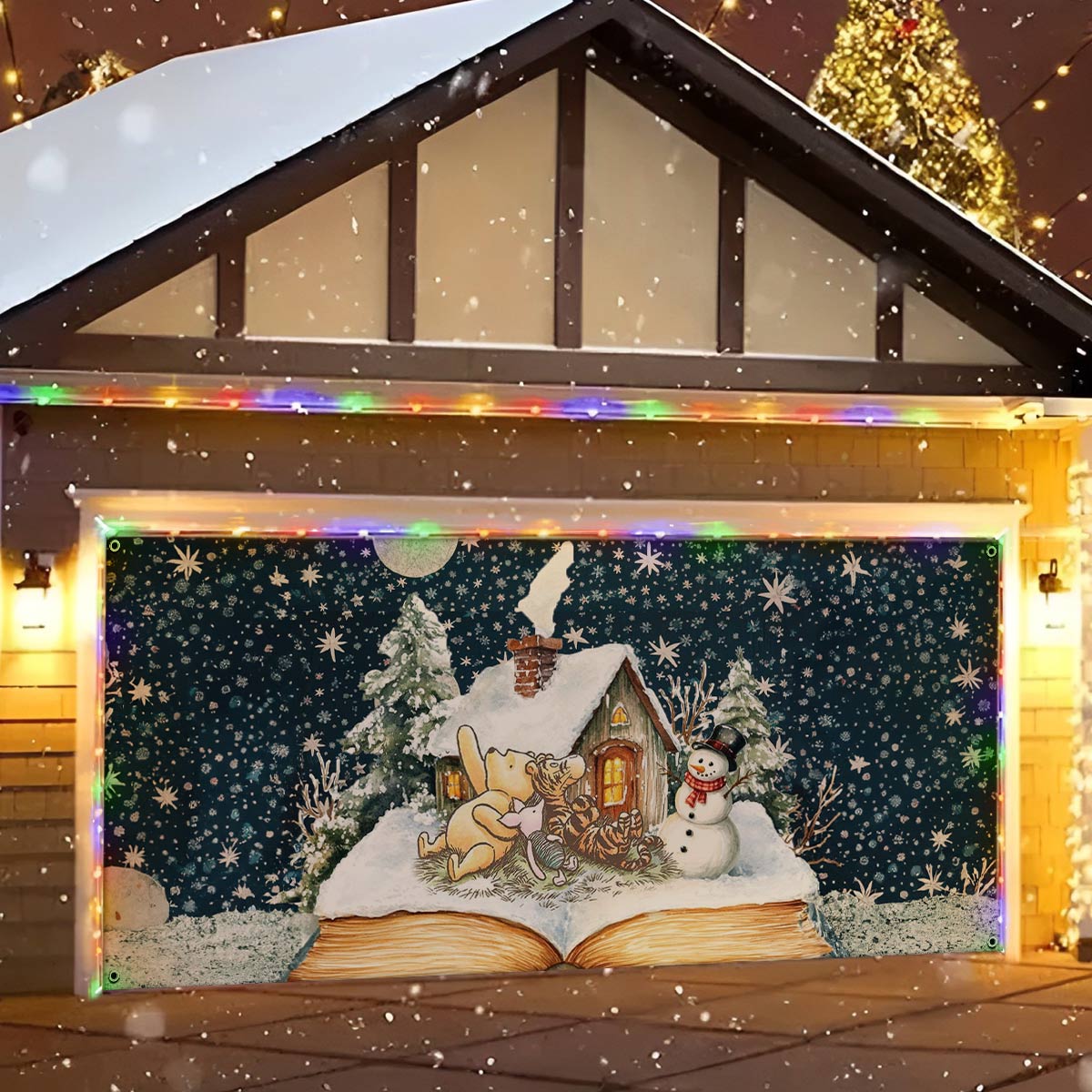 Shineful Garage Door Banner Decoration Winnie Christmas