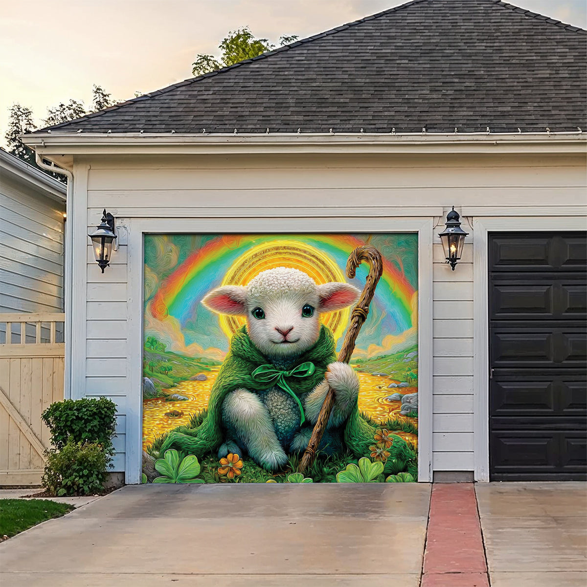 Shineful Garage Door Banner Decoration Little Lamb Blessing