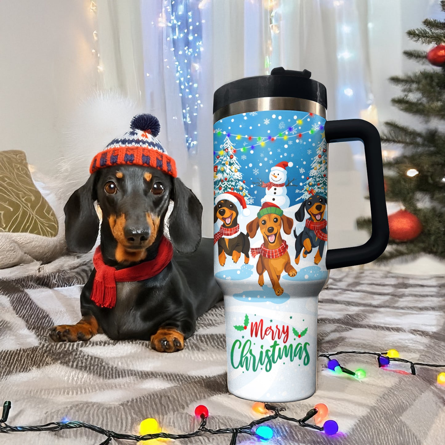 Shineful Tumbler Cheerful Christmas Dachshund