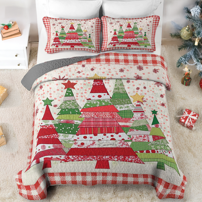 Shineful All Season Quilt 3-Piece Set Polka Dot Christmas Tree