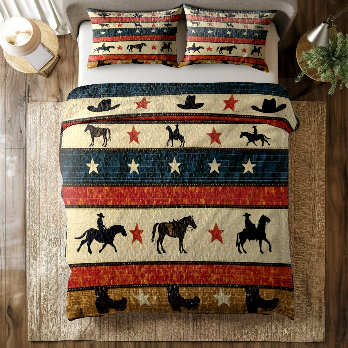 Shineful All Season Quilt 3-Piece Set Wild West Cowboy