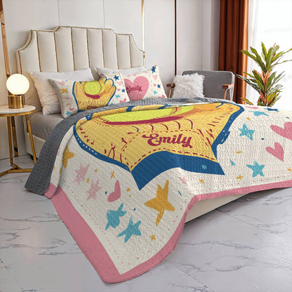 Shineful All Season Quilt 3-Piece Set - Personalized Softball Sweet Dreams