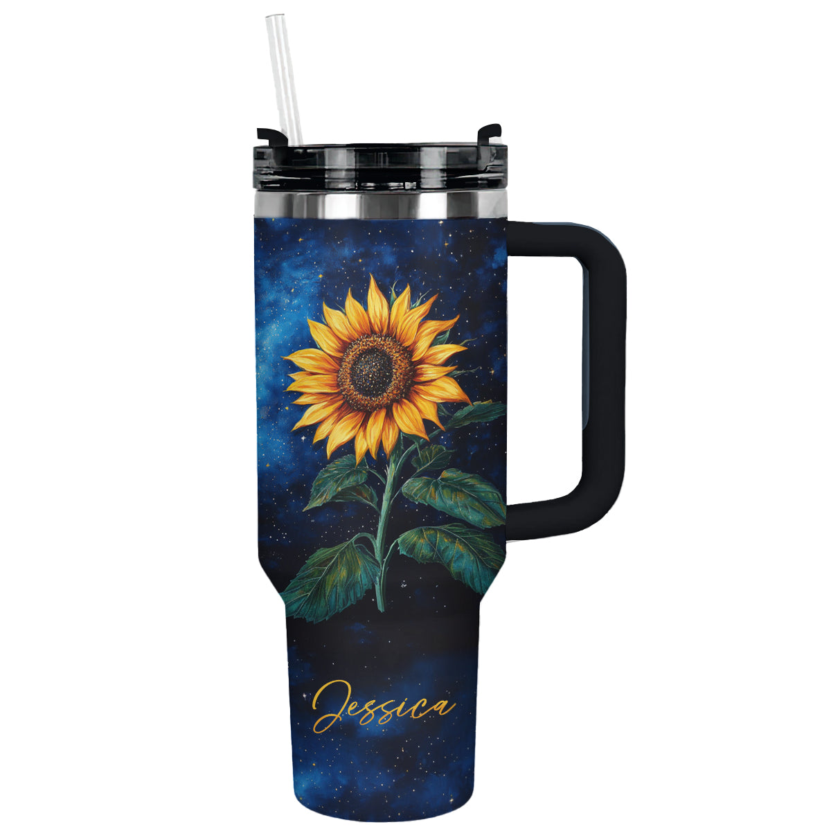 Shineful Personalized Tumbler Sunflower Midnight