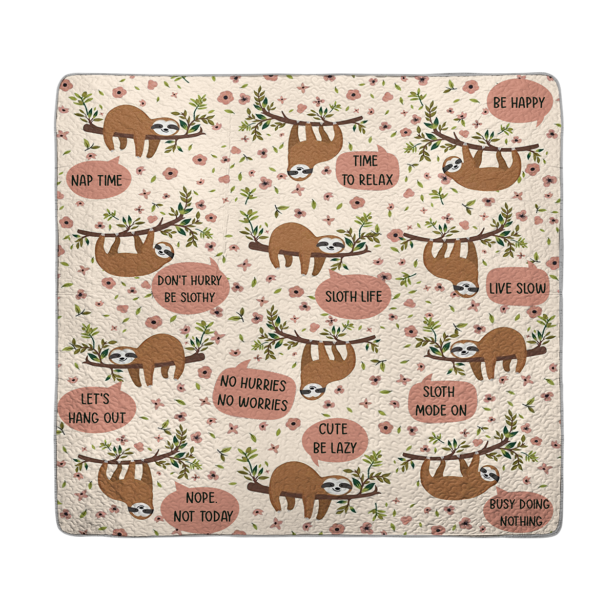 Shineful All Season Quilt 3-Piece Set Sloth Life Cream Day