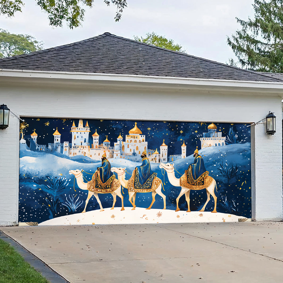 Shineful Garage Door Banner Decoration Three Kings