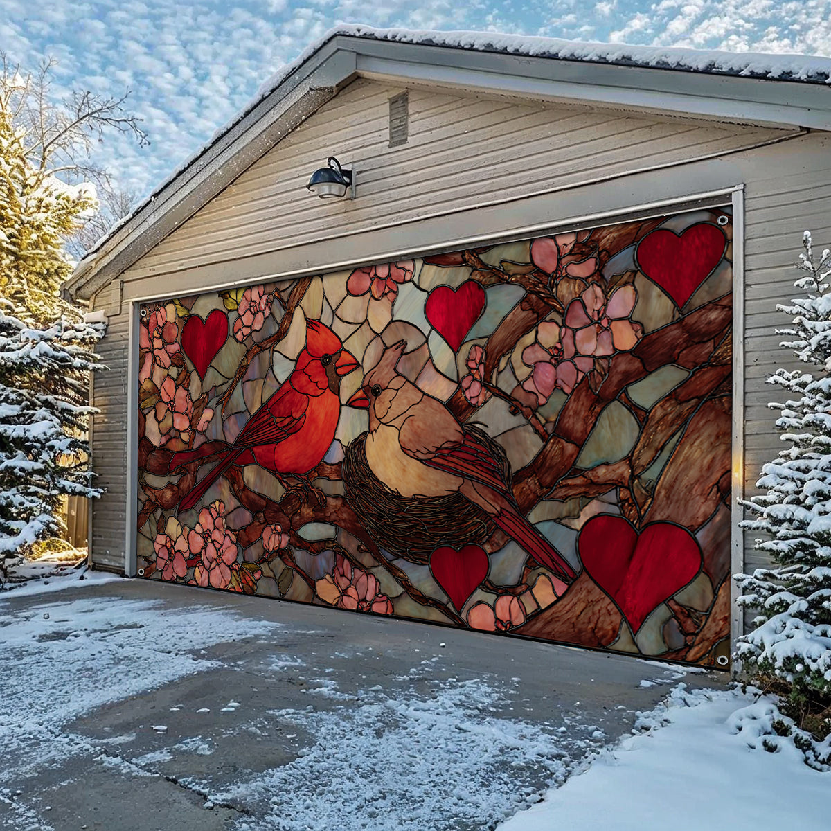 Shineful Garage Door Banner Decoration Cardinal Blessing Art