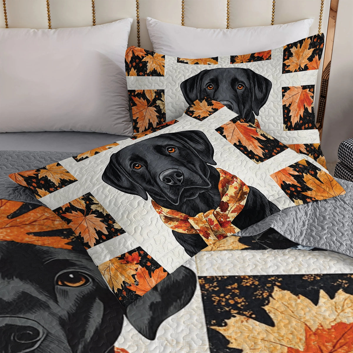 Shineful All Season Quilt 3-Piece Set - Autumn Labrador Cozy