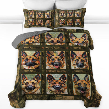 Shineful All Season Quilt 3-Piece Set German Shepherd Camouflage