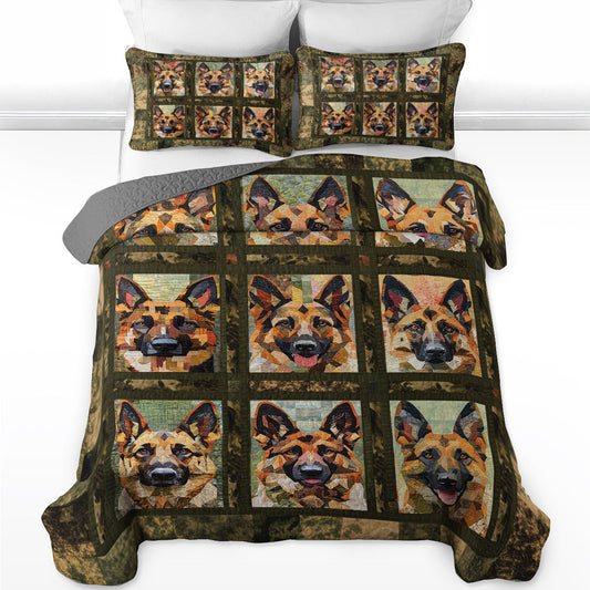 Shineful All Season Quilt 3-Piece Set German Shepherd Camouflage