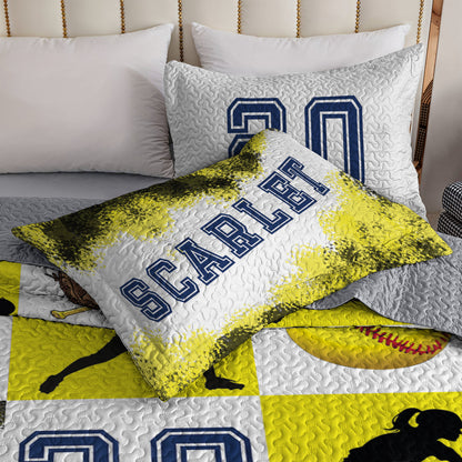 Shineful All Season Quilt 3-Piece Set - Personalized All-Star Softball