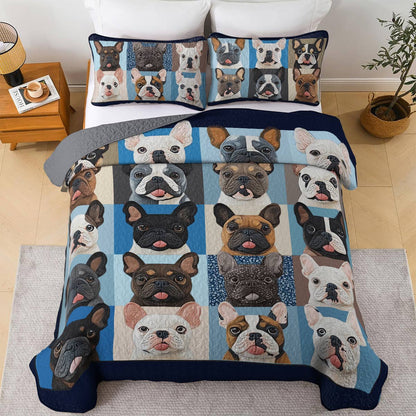 Shineful All Season Quilt 3-Piece Set Blue Bull