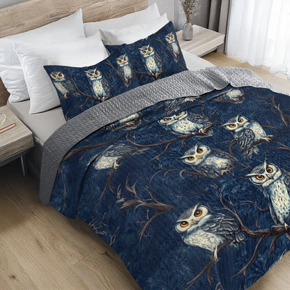 Shineful All Season Quilt 3-Piece Set Intelligent Wisdom Owl