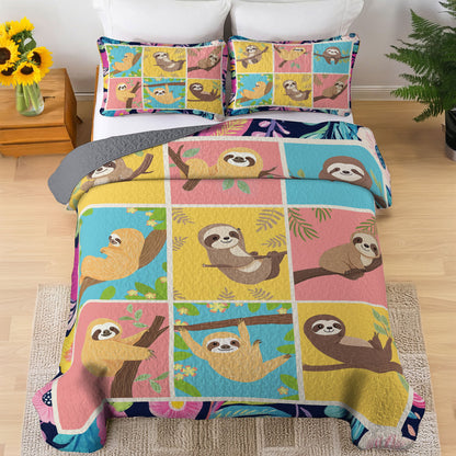Shineful All Season Quilt 3-Piece Set Sloth Chill Out
