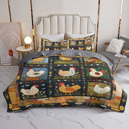 Shineful All Season Quilt 3-Piece Set Farmhouse Hen