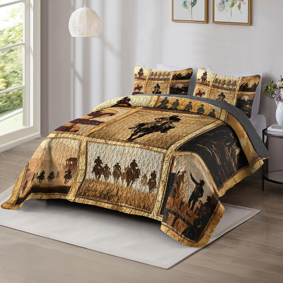 Shineful All Season Quilt 3-Piece Set Cowboy Life