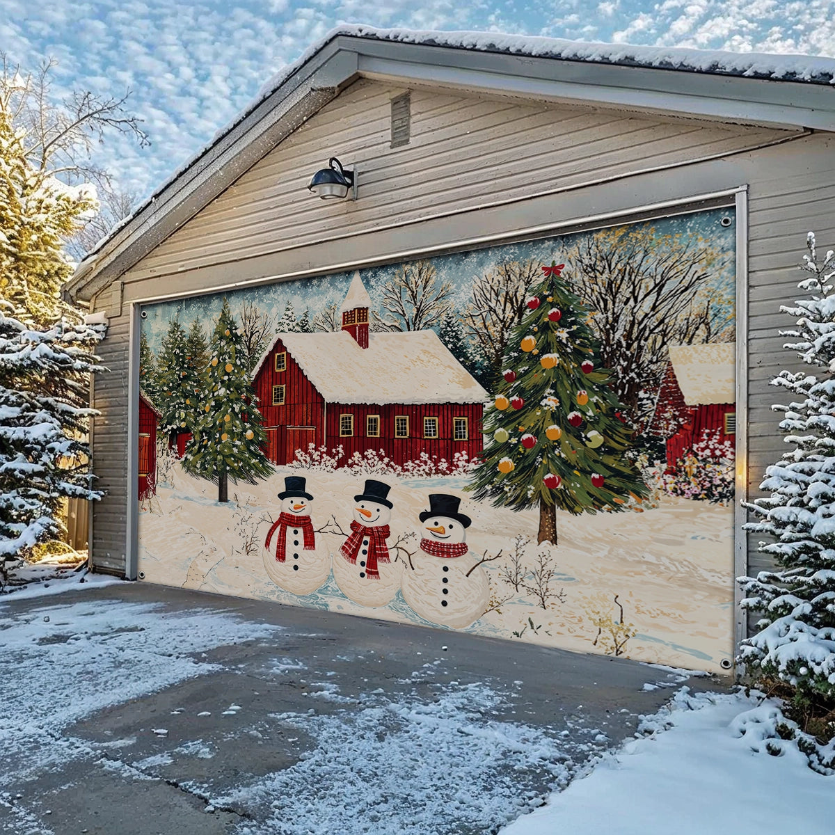 Shineful Garage Door Banner Decoration - Country Christmas Charm