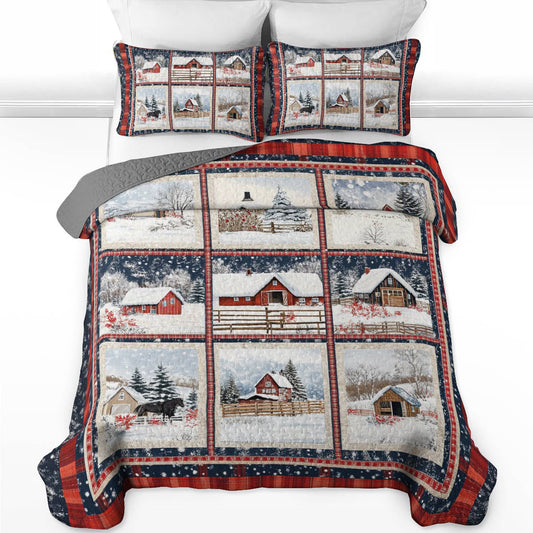 Shineful All Season Quilt 3-Piece Set Snowy Farmhouse