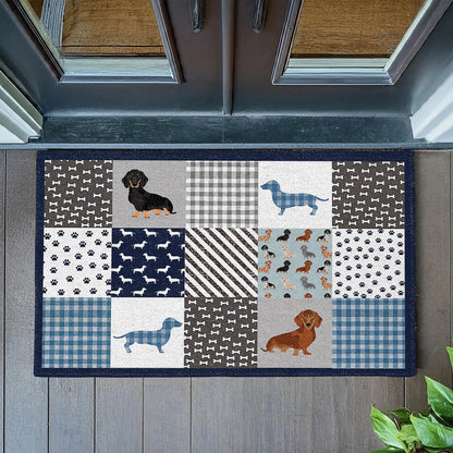 Shineful Ultra-Thin Non Skid Floor Mat, Kitchen Rugs Dachshund Delight Blue