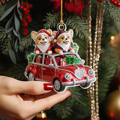 Shineful 2D Acrylic Ornament Festive Corgi Joyride