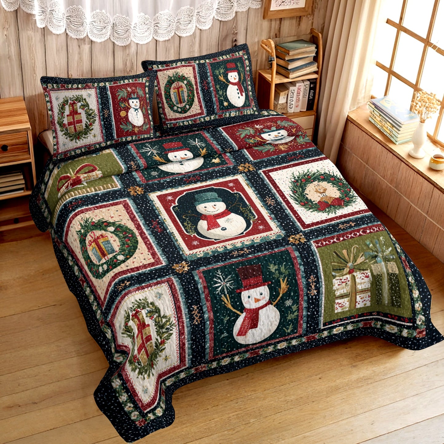 Shineful Quilt 3-Piece Set The Snowman’s Gift