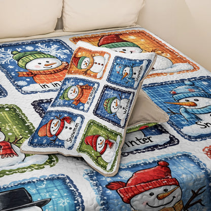 Shineful All Season Quilt 3-Piece Set Christmas Winter Snowman