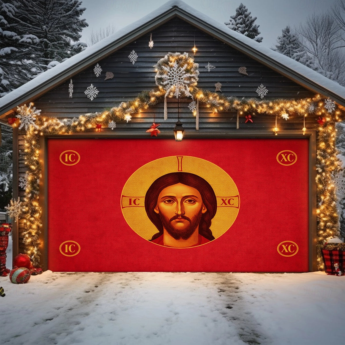 Shineful Garage Door Banner Decoration Christ the Pantocrator