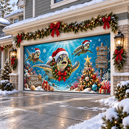 Shineful Merry Turtle Garage Door Banner Decoration