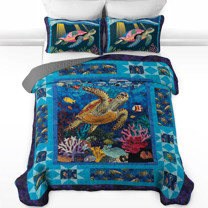 Shineful All Season Quilt 3-Piece Sea Turtle Gorgeous Ocean