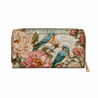 Shineful Leather Clutch Purse With Wristlet Strap Handle Still Morning