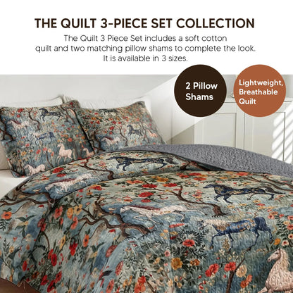 Shineful Quilt 3-Piece Set Mystical Steeds