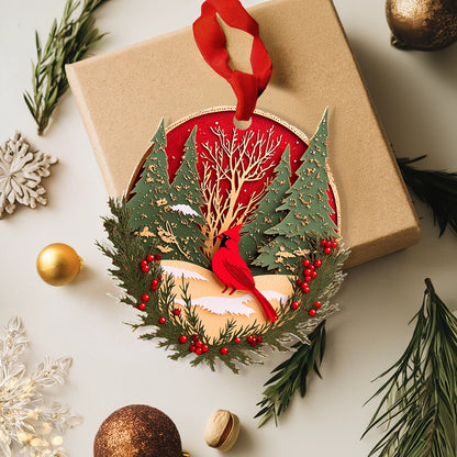 Shineful 2D Acrylic Ornament - Evergreen Cardinal