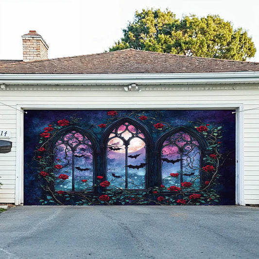 Shineful Garage Door Banner Decoration - Crimson Moonlight