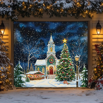 Shineful Garage Door Banner Decoration - Christmas Church Serenity