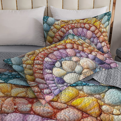 Shineful All Season Quilt 3-Piece Set Rainbow Seashell
