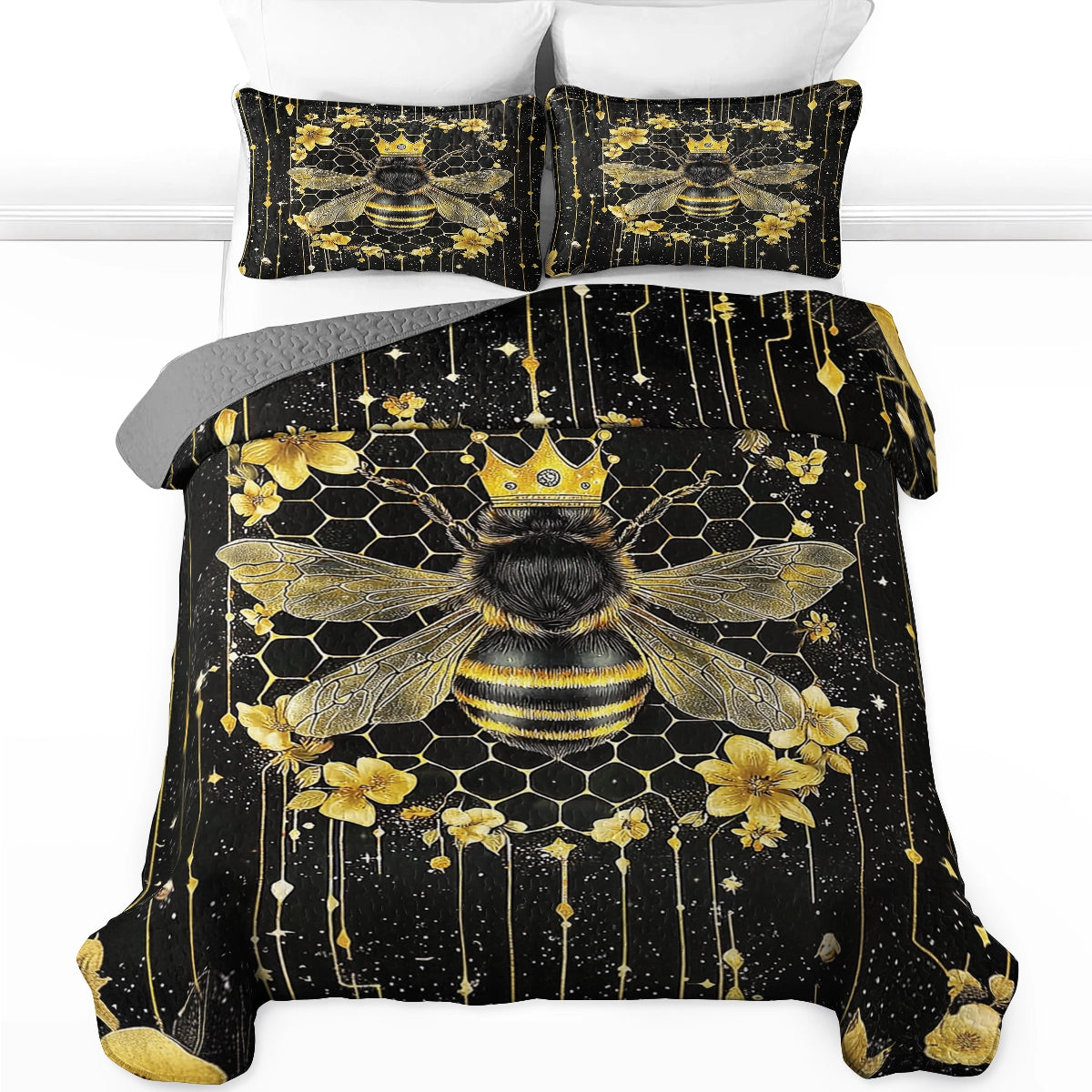Shineful All Season Quilt 3-Piece Set - Queen Bee Elegance