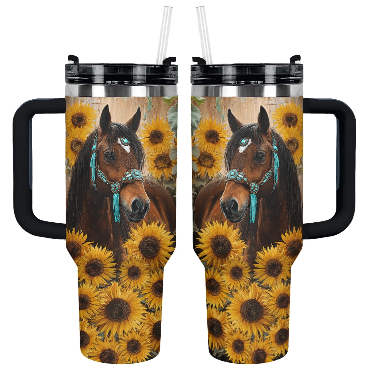 Shineful Tumbler Horse & Sunflower Bloom