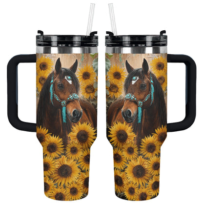 Shineful Tumbler Horse & Sunflower Bloom