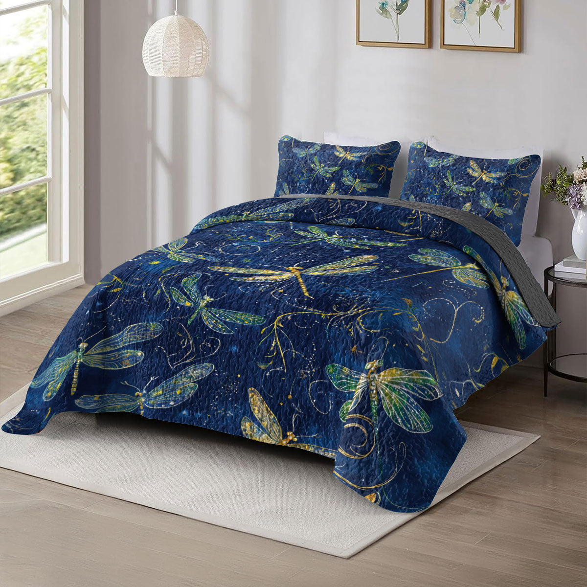 Shineful All Season Quilt 3-Piece Set Enchanted Dragonfly