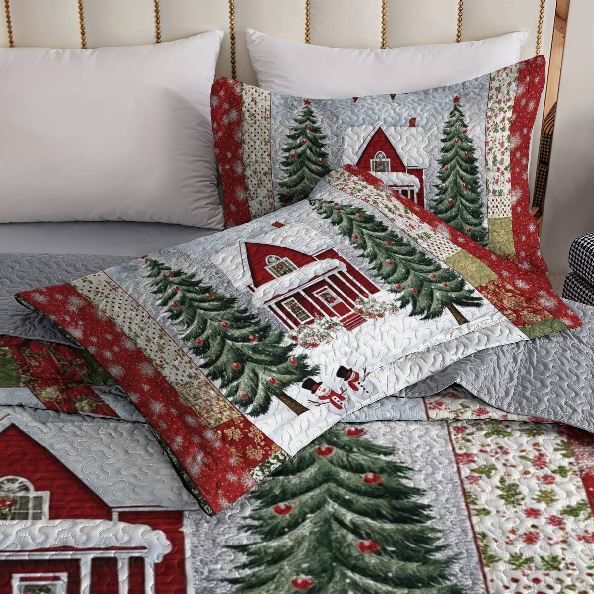 Shineful All Season Quilt 3-Piece Set Snowy Village