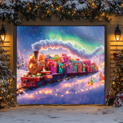 Shineful Garage Door Banner Decoration Festive Train Journey