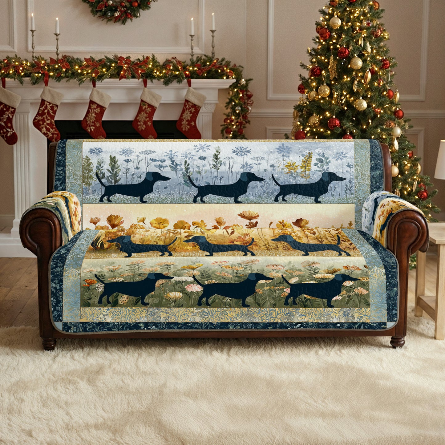 Shineful Sofa Cover Set Dachshund Meadow Quilt