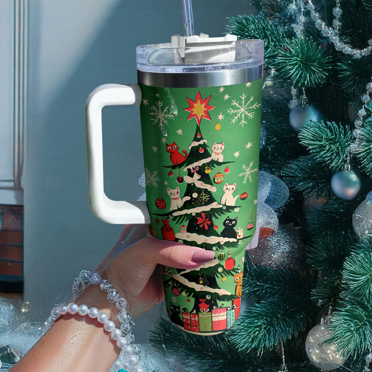 Shineful Tumbler Christmas Kitty Tree